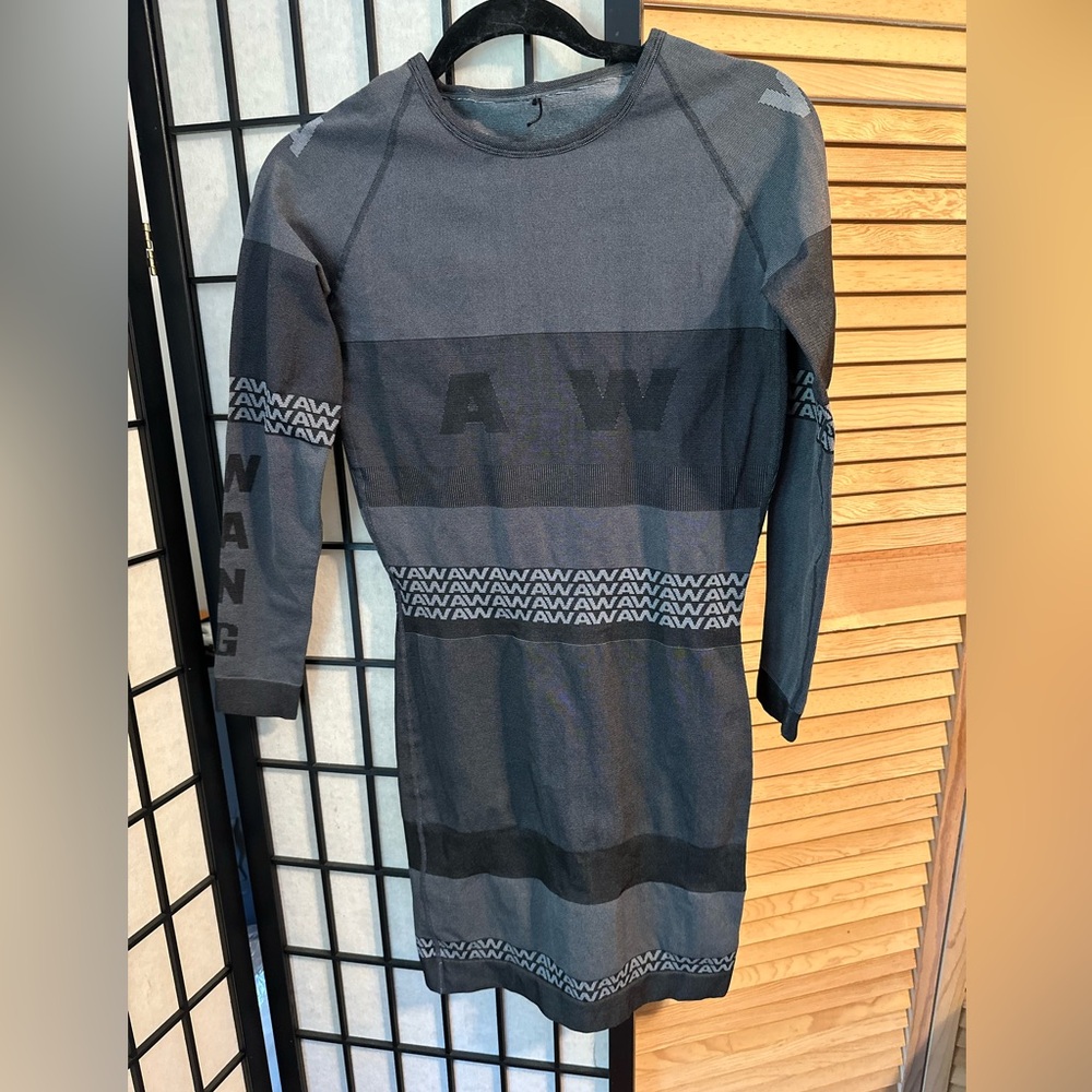 Alexander Wang Charcoal and Black Long Sleeve Dress